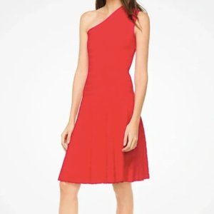 Michael Kors Asymmetrical Red Short Stretch-Knit Dress